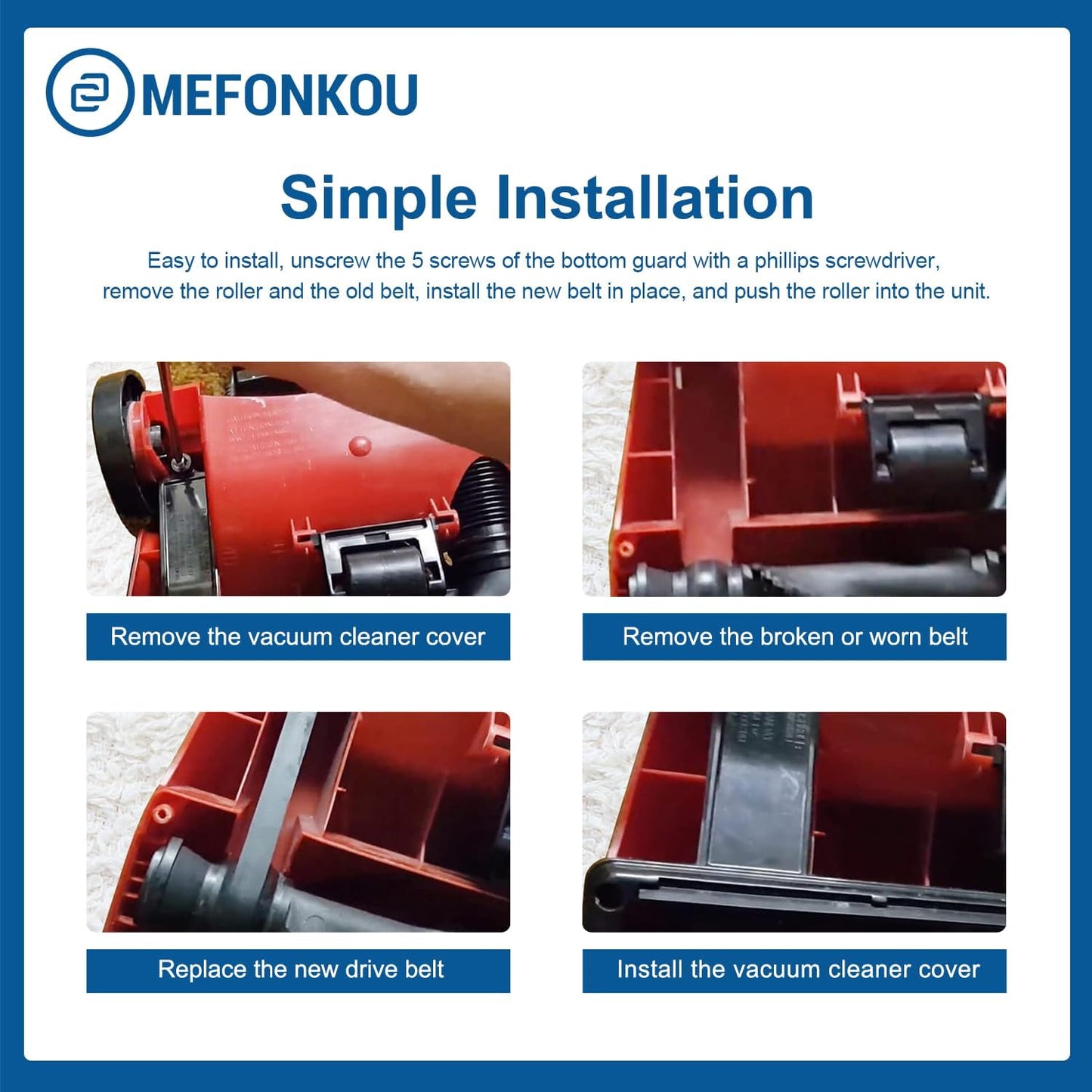 MEFONKOU 1604895 Vacuum Belts Compatible with Bissell PowerForce Upright Vacuum Cleaner Replacement Models 3508,2112, 21129, 2690, 1520, 23T7 (4/Pack)