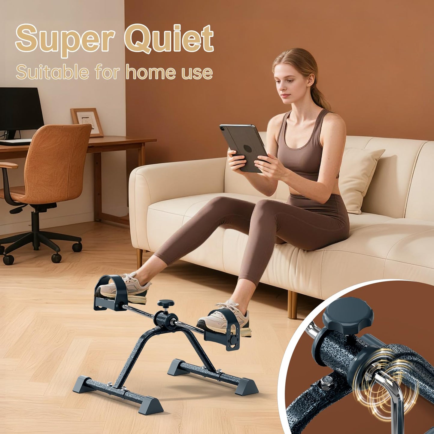 FITKS360 FITKS360 Under Desk Elliptical & Mini Exercise Bike - Seated Electric Leg Exerciser Under Table Oval Electric - Seniors Sit Exerciser Fully Assembled Pedal (Mini)