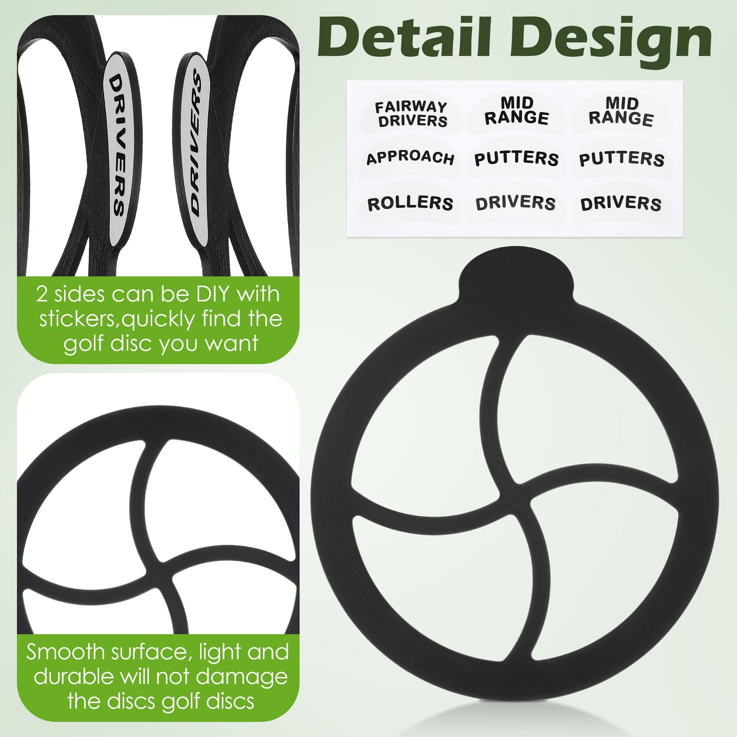 ElectricWise 3PCS Disc Golf Bag Dividers, Disc Golf Rack Divider Inserts, Disk Storage Sort Organized and Easy to Access, Driver, Mid-Range, Putter, Fairway Drivers, Approach,Rollers for Beginners