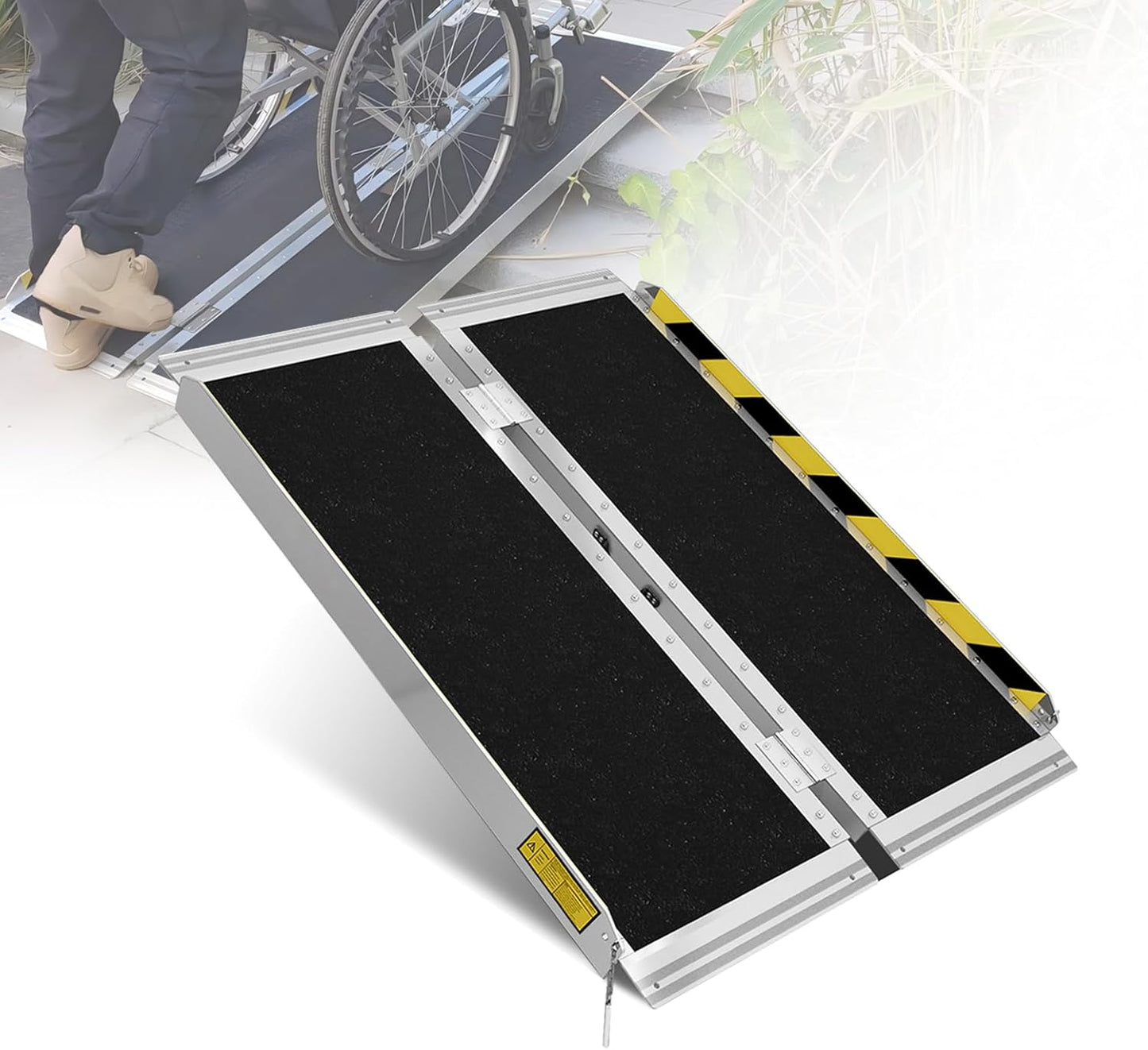 Skiennix Portable Wheelchair Ramp - 3FT Non-Slip Folding Aluminum Threshold Ramp | Supports Up to 800lbs