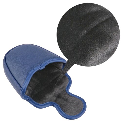 Golf Club Mallet Putter Head Cover Soft Leather with Embroidery Magnetic Closure (Blue)
