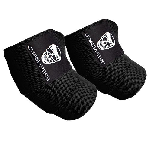 Gymreapers Weightlifting Elbow Wraps (1 Pair) - Flexible 40'' Elbow Compression Strap & Joint Support Brace - For Bench Press, Powerlifting, and Pressing (Black)