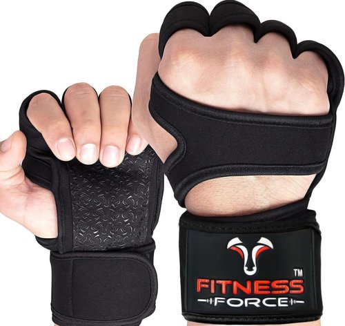 Fitness Force Weightlifting Gloves - Ventilated Fingerless Workout Gloves with Wrist Wraps for Men & Women