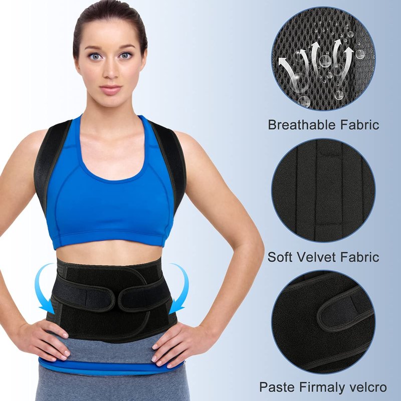 ABACKH Back Brace Posture Corrector for Women and Men - Adjustable Posture Back Brace for Upper and Lower Back Pain Relief - Improve Back Posture and Lumbar Support,XX-Large(Waist:42-48 Inches)