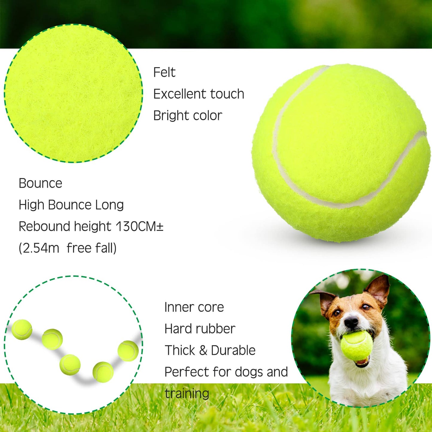 Vinsot 48 Pcs Standard Pressure Tennis Balls Bulk, Training Tennis Balls Practice for Player Beginner Training Sports Ball, 2.5 Inch(Yellow)