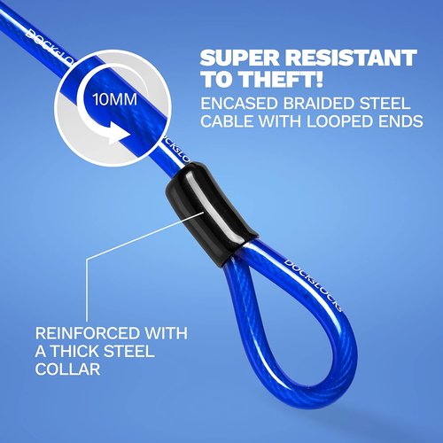 DocksLocks Security Cable Lock Set - Weatherproof Keyless U-Lock with Combination | 5ft to 25ft Length
