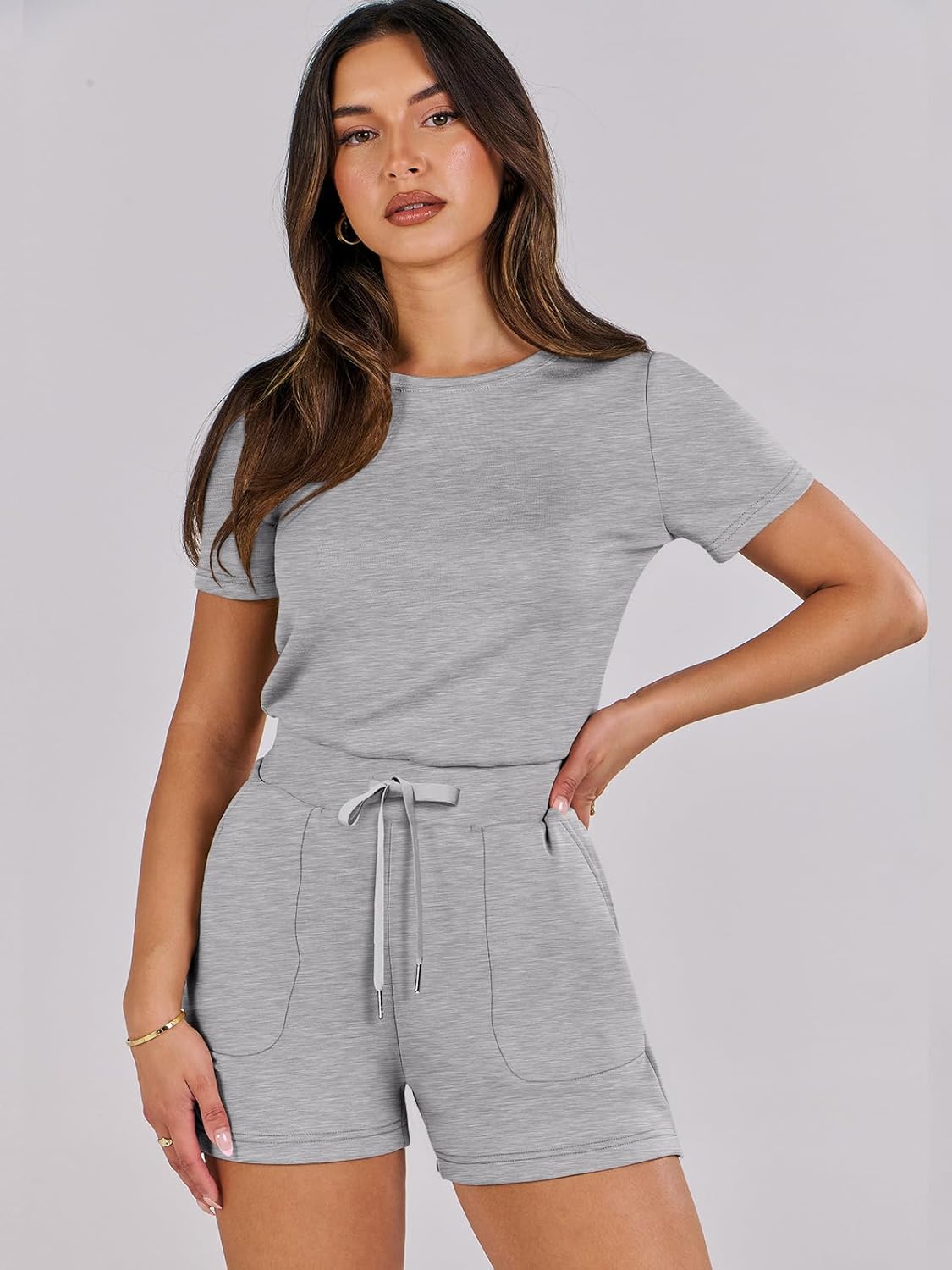 ANRABESS Romper for Women - Short Sleeve Summer Jumpsuit for Beach Vacation | Dressy Travel Outfit