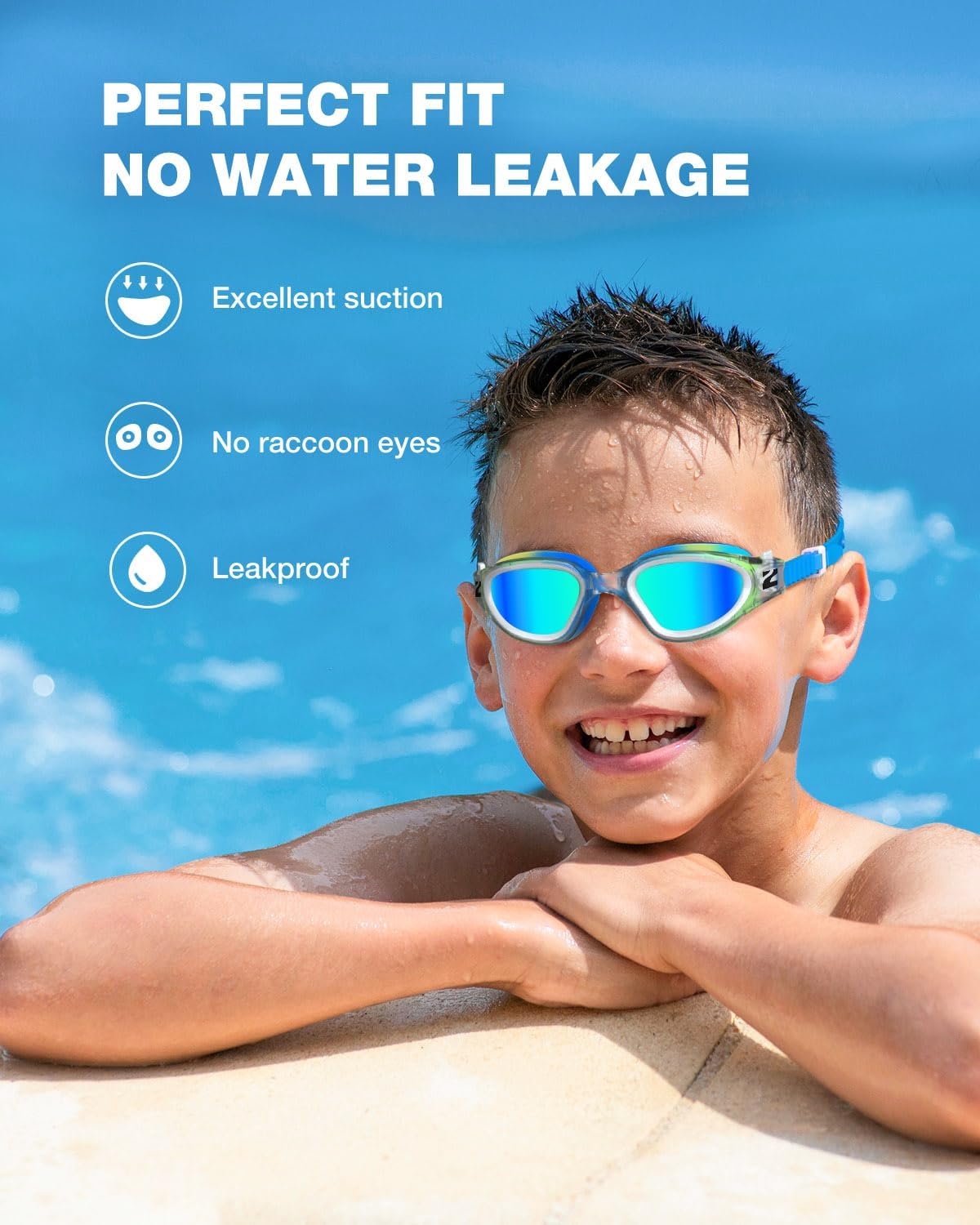 ZIONOR Kids Swim Goggles - G1MINI MIX Polarized, Anti-Fog, No Leaking Design | Ages 6-14