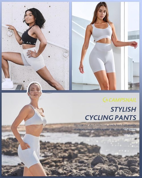 CAMPSNAIL Biker Shorts for Women - High Waisted Tummy Control with Pockets | 3"/5"/8" Sizes for Gym & Yoga