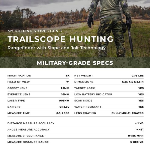 My Golfing Store Trail Scope Hunting Range Finder 800 Yards, 6X Magnification, Waterproof Archery/Sport Rangefinder, Multi-Functional Rangefinder with Slope for Hunting, Shooting and Golfing