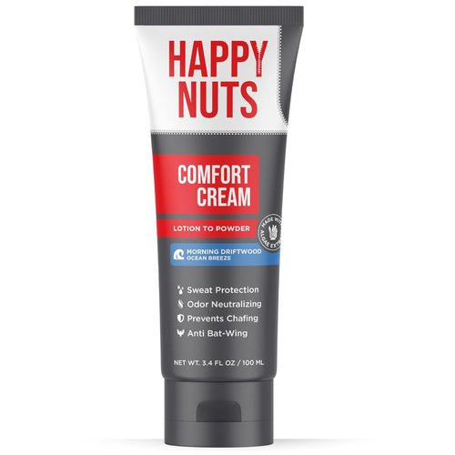 Happy Nuts Comfort Cream Deodorant for Men - Anti-Chafing & Odor Control, Aluminum-Free, 3.4 Fl Oz | Morning Driftwood