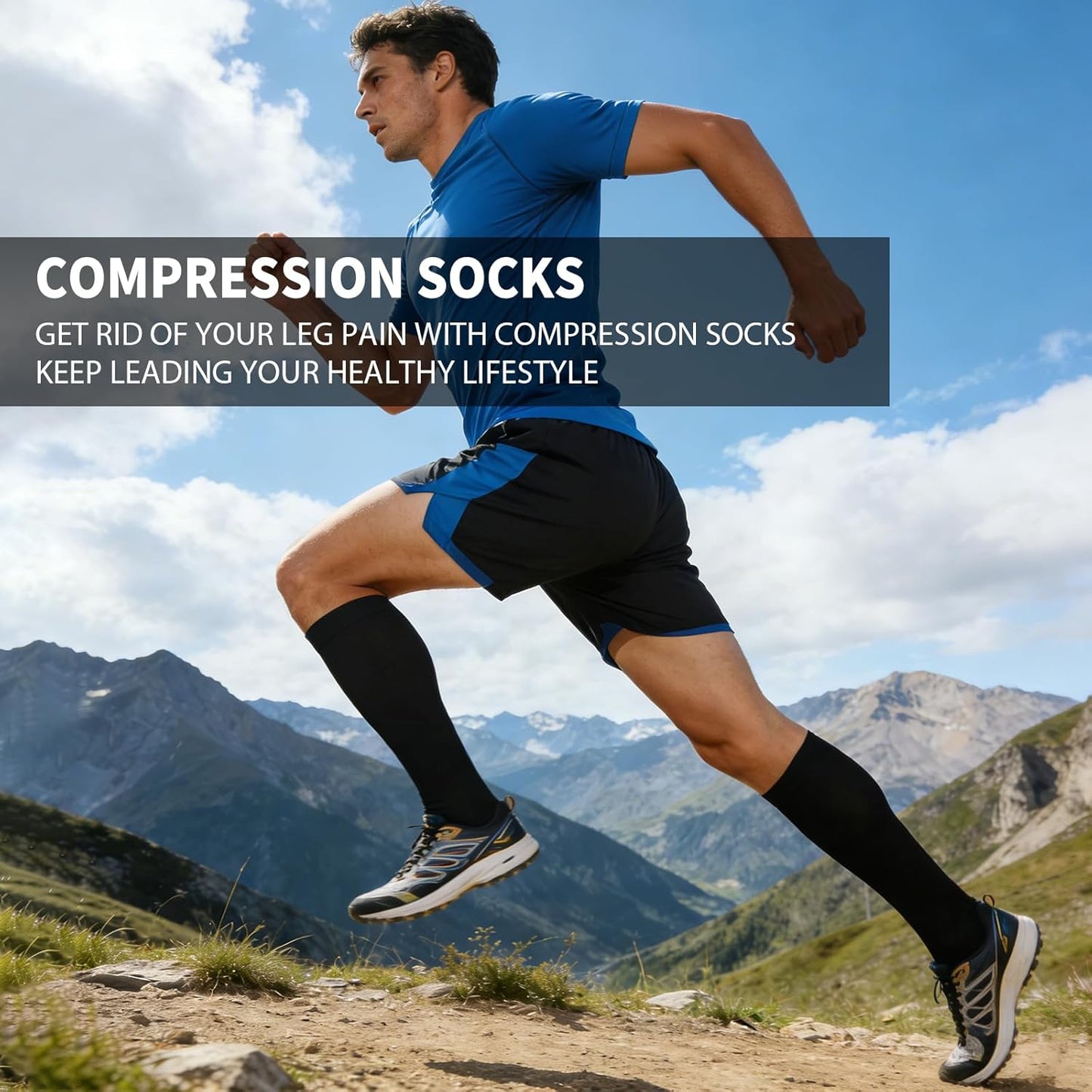 Sooverki Copper Compression Socks - 8 Pack Knee High Support Stockings for Men & Women | 15-20mmHg