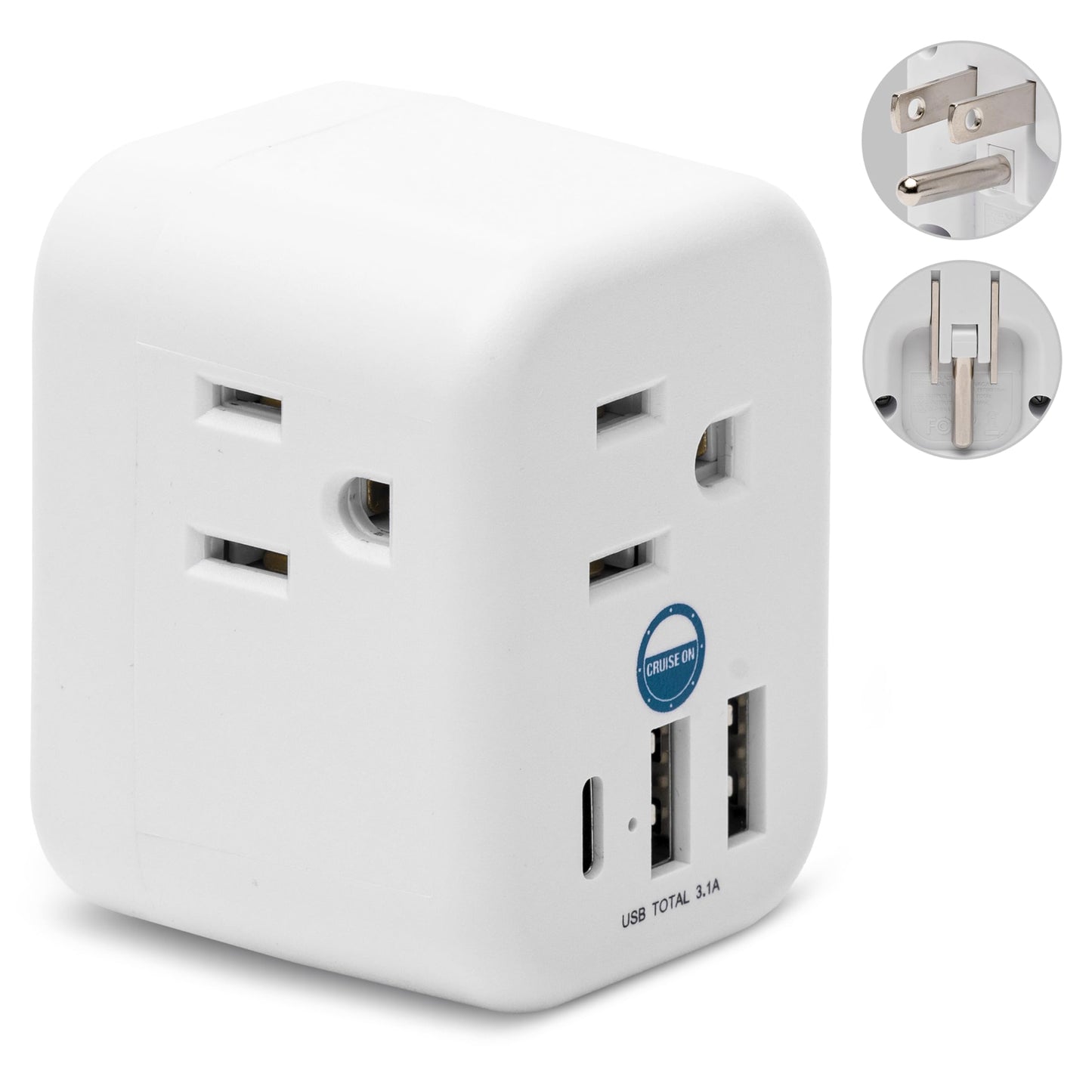Cruise Approved Power Strip Foldable, Non Surge Protector Travel Power Strip, Multi Plug, 6 Outlets, 2 USB-A, 1 USB-C, & 3 AC Outlet for Carnival, Celebrity, Princess, & Major Lines in 2025 & 2026