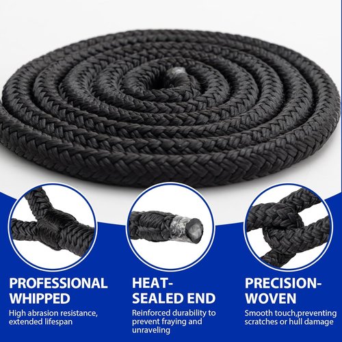 Boat Dock Lines Marine Rope - 3/4" x 25ft Double Braided Nylon with Pre-Spliced Loop | 2 Pack for Secure Mooring