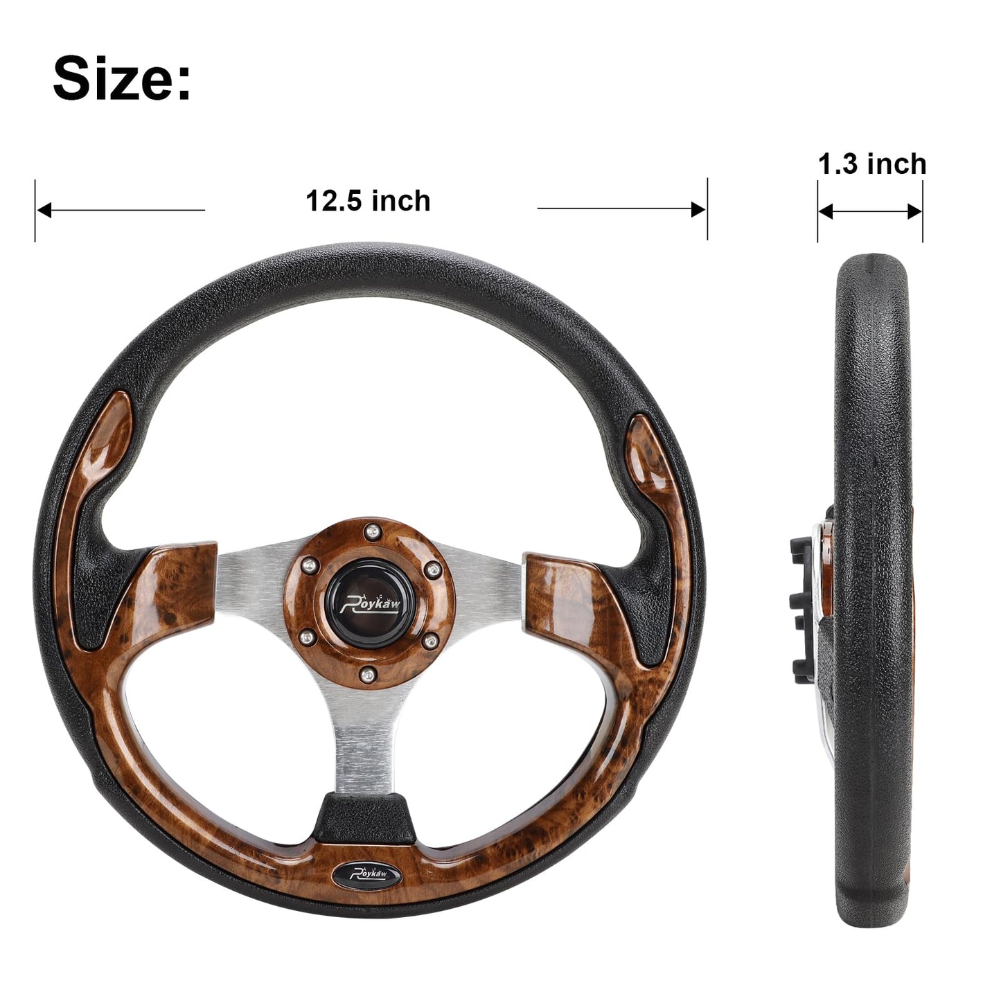 Roykaw Golf Cart Universal Steering Wheel Compatible with EZGO RXV TXT, Club Car DS Precedent Tempo, Yamaha G29 Drive Drive 2,Universal Design for Most Golf Cart