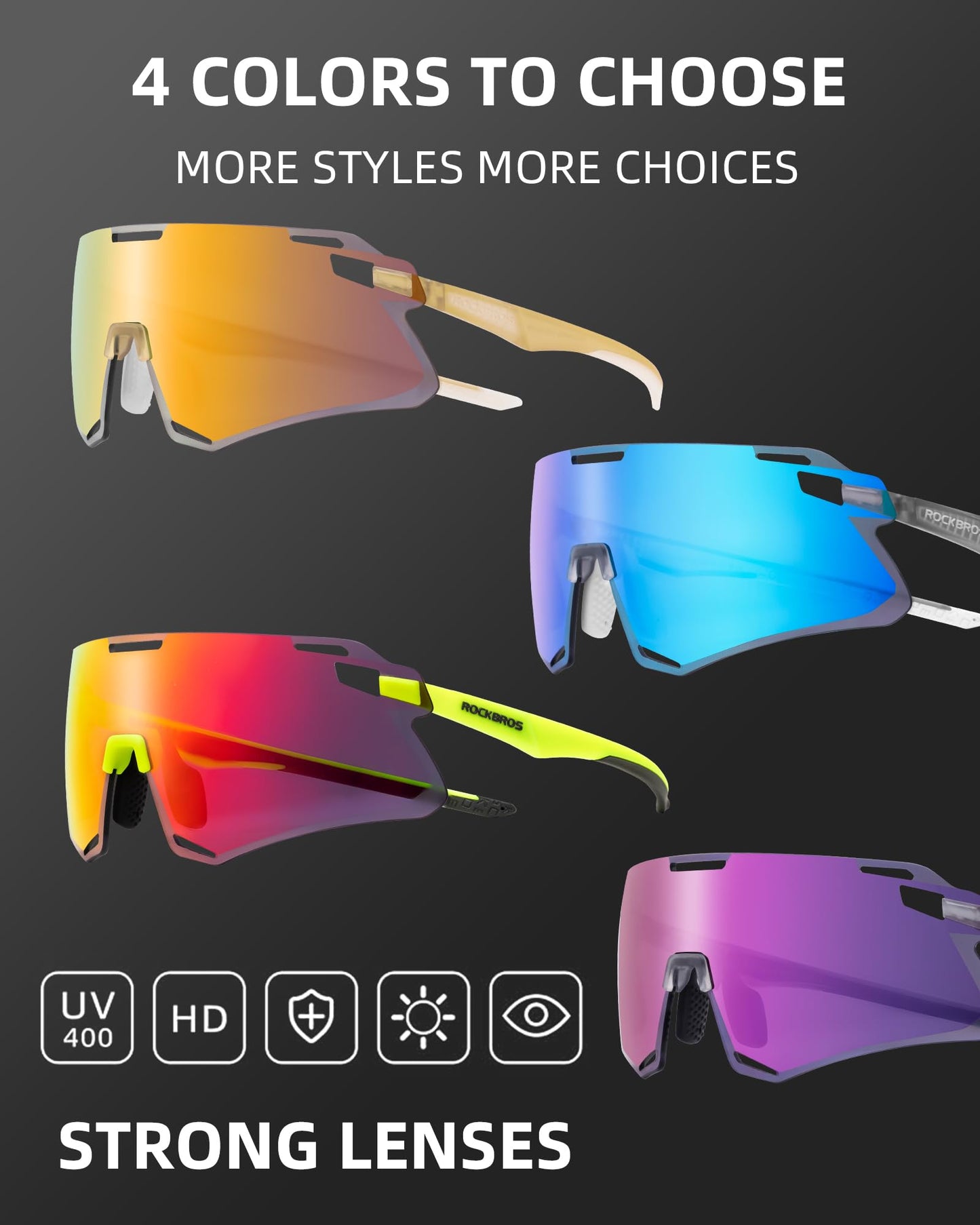 ROCKBROS Cycling Glasses For Men UV Protection Bike Glasses For Men Cycling Sunglasses Sports Glasses for Running, MTB