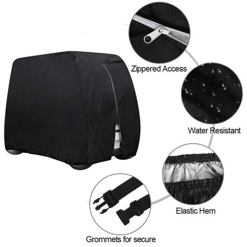ConPus golf cart cover, Golf Cart Cover ,For EZGO Club Car and Yamaha, Waterproof with Extra PVC Coating Sunproof Dustproof Black 112" L x 48" W x 66" H (black)