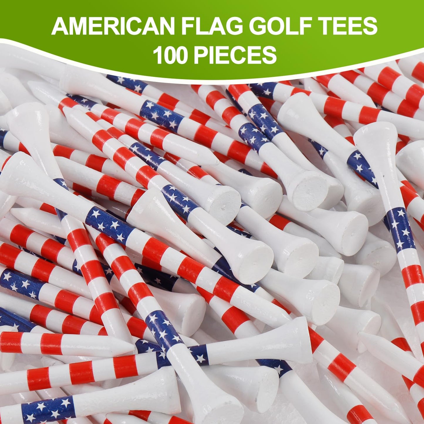 BIVASMWATH Golf Tees 3-1/4" Durable Bamboo Tees 100 Pack, Friendly Biodegradable Material Reduce Friction Side Spin More Stable