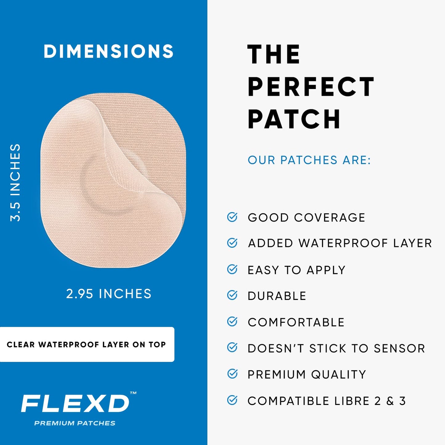 Flexd - Freestyle Waterproof Sensor Covers for Libre 2 & 3 - (30 Pcs) - Libre 3 Sensor Covers - CGM Adhesive Patches - Without Adhesive in The Center - (Oval - 2 Layers - Tan)