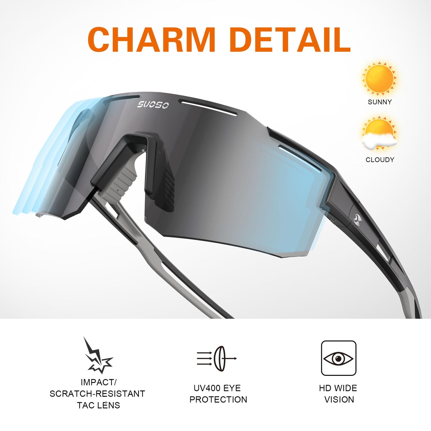suoso Sports Cycling Sunglasses for Men: Lightweight UV Protection Polarized Sun Glasses for Youth Baseball Softball Running