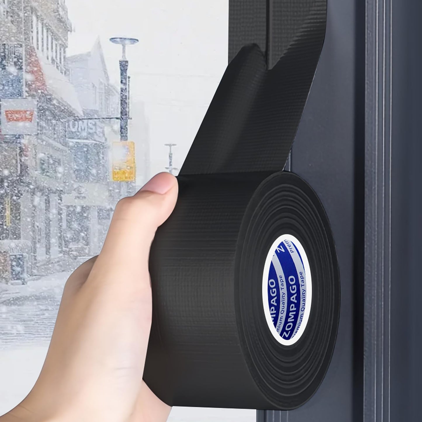 ZOMPAGO Strong Adhesive Cloth Weather Stripping Tape,1.8inx33FT,Black for Sliding Windows and Door Frames - Seal Strip for Soundproofing,Dustproof, Waterproof,and Windproof-Durable and Wear Resistant