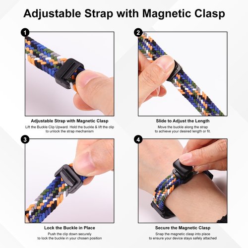 Adjustable Braided Wristband Compatible with Plaud NotePin & NotePin S AI Voice Recorder,Breathable Soft Wearable Strap with Magnetic Buckle and PC Case,Lightweight Band,Recorder Accessories,Black