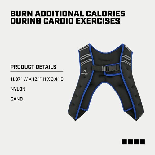 Capelli Sport Running Weighted Vest, Neoprene Adjustable Weighted Vest for Men and Women, Blue/Black, 10 lbs