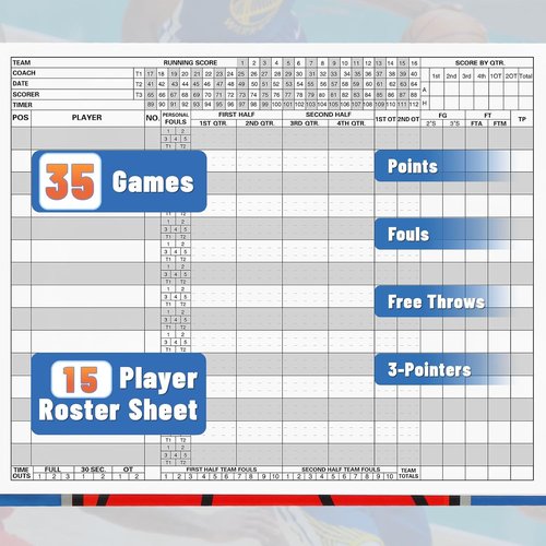 Basketball Scorebook 2026 - 35 Game Scorekeeping Book for Adults & Youth | 8.5" x 11" Stats Tracker