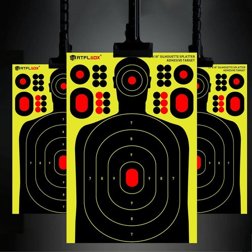 Atflbox Silhouette Splatter Targets - 12x18 Inch Adhesive Stickers in Bright Fluorescent Yellow | Ideal for Indoor & Outdoor Shooting