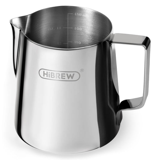 HiBREW Latte Art Pitche 15oz, Stainless Steel Milk Frothing Pitcher Steamed Espresso Cup Barista Pitcher (15oz/450ml)