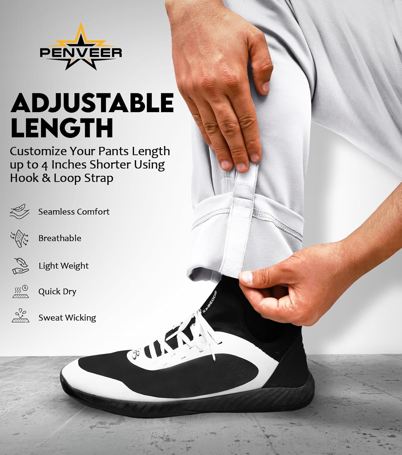 Skiennix Men's Baseball Pants - Full Length, Open Bottom, Adjustable Fit | Comfortable Loose Fit