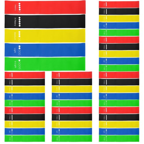 40 Pcs Resistance Bands Bulk, Loop Exercise Bands Set for Gym Members Sports Class Students Gift, 5 Pieces Each Set with Storage Bag, Fitness Bands for Outdoor Home Gym Yoga Pilates