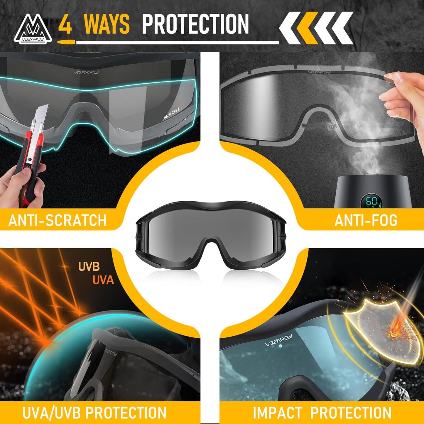 Skiennix Shooting Glasses - Anti-Fog Airsoft Goggles for Clear Vision | Durable & Lightweight