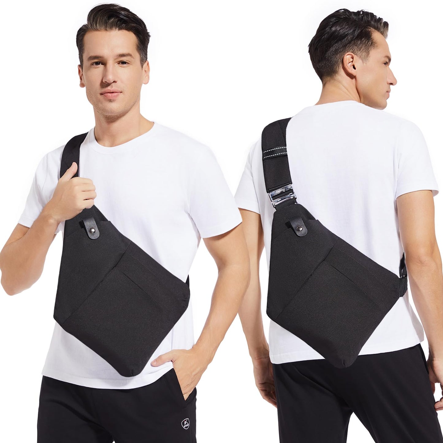 VADOO Anti-theft Sling Bag, RFID Blocking Crossbody Bag for Women and Men Lightweight Shoulder Chest for Travel Sport, Black Large