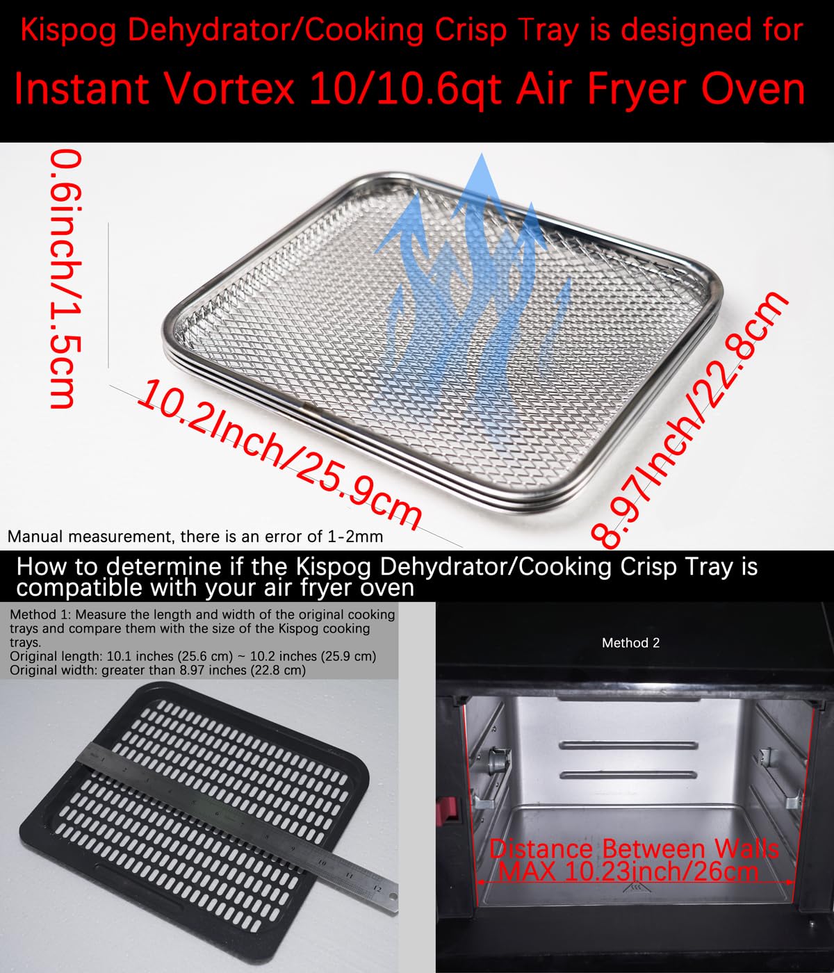Kispog 3-Pack Cooking Crisper Trays: Mesh Stainless Steel Replacement Trays Fit Instant Pot Air Fryer Oven 10QT - Max Airflow - BPA-Free - Teflon-Free - 2025
