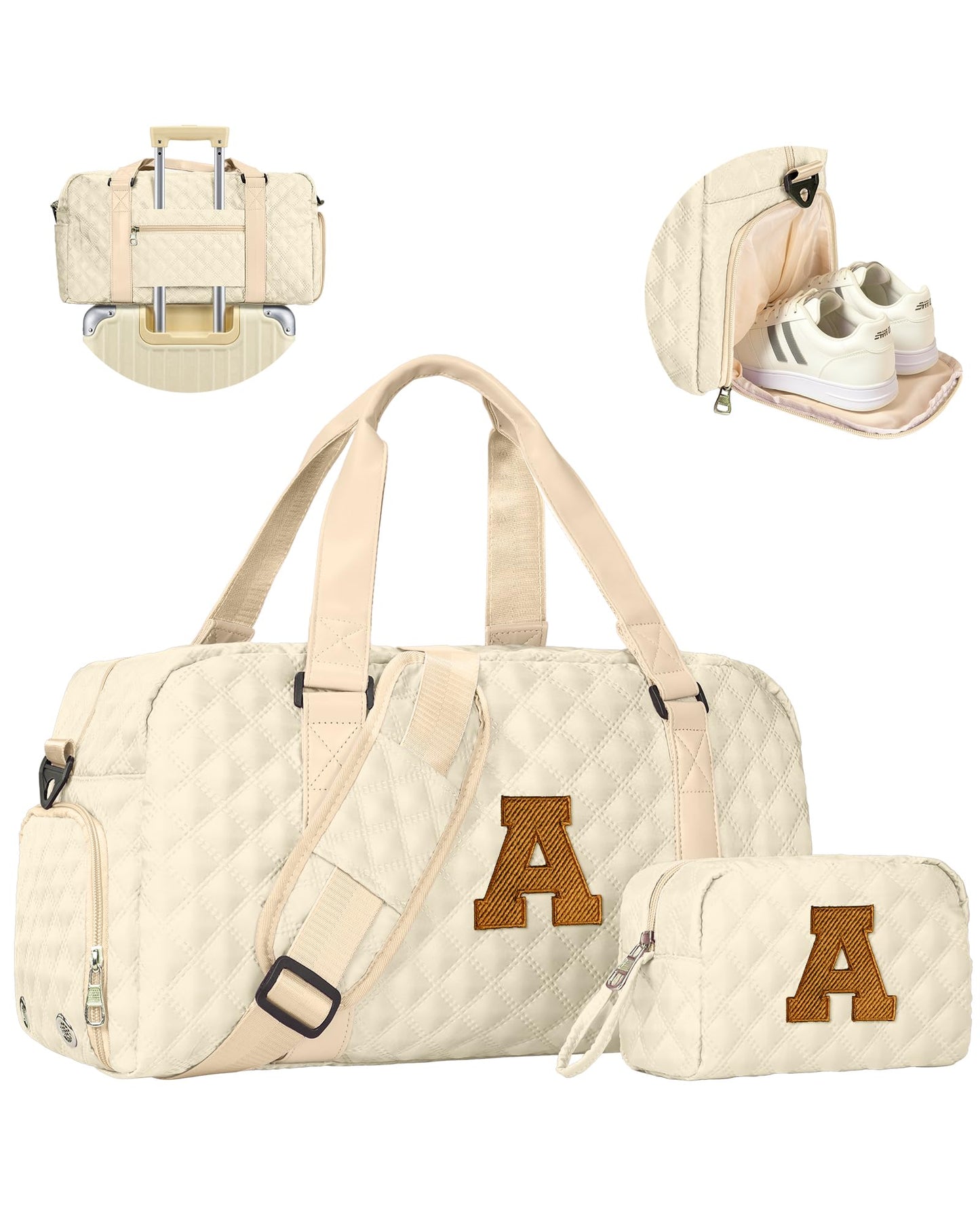 Elilier Women Girl Gifts Travel Duffle Bag: Weekender Overnight Bag with Makeup Bag, Gym Dance Gymnastics bag w Shoe Compartment for Girl Teens, Personalized women gift for Her
