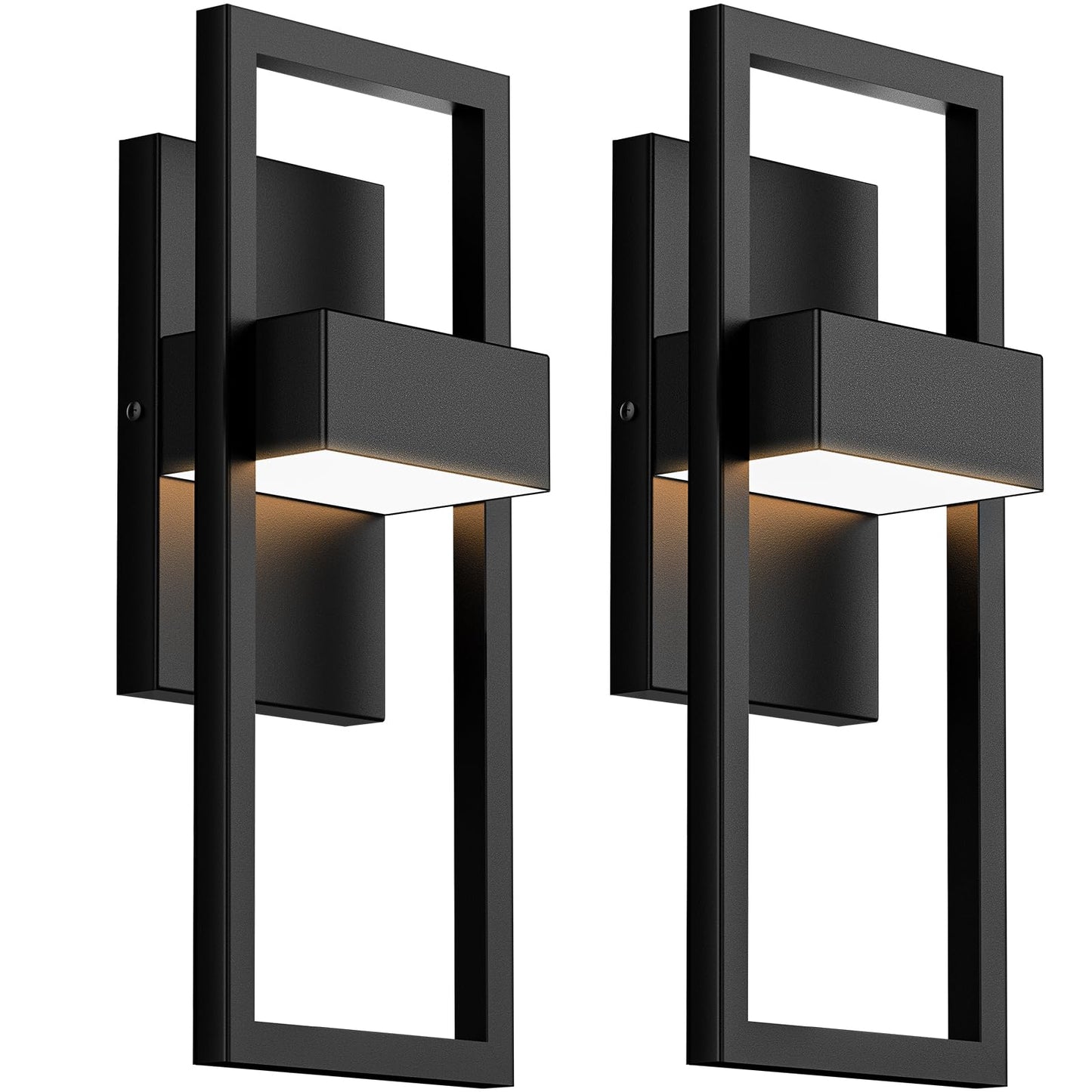 BesLowe 14.5” Modern Outdoor Wall Lights, 3000K LED Exterior Lighting Fixtures Wall Mounted, Porch Lights Outdoor Wall Sconce Lamps, Black Outdoor Lights for House Front Door Garage Patio, 2-Pack