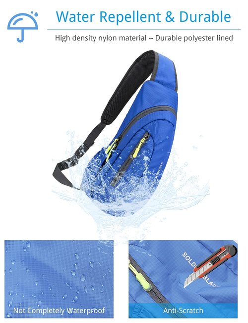 PivotWing Sling Bags for Men Womens Lightweight Small One Strap Chest Side Bag Mini Crossbody Day Pack Everyday Sling Backpack Bodybag for Trip Gym Outdoor Dog Walking Blue