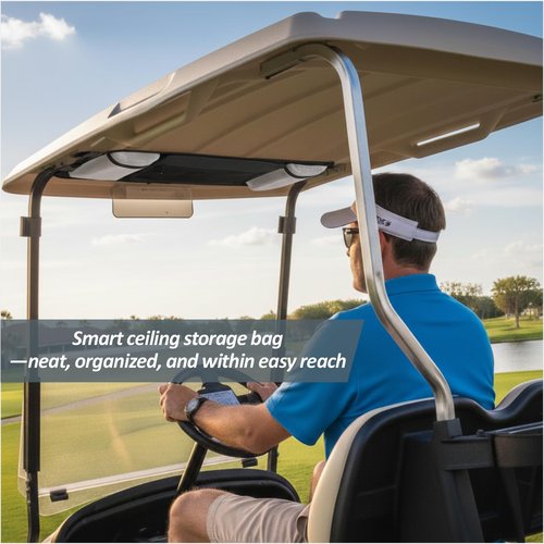 asdmm Golf Cart Ceiling Storage Bag - Overhead Mesh Organizer Compatible with Club Car Precedent, Tempo, Onward, Durable Golf Cart Storage Bag Supplies