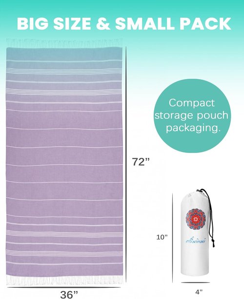 Antfuny Turkish Beach Towels - 6 Pack Yoga Blankets for Gym & Outdoor Use | Perfect Gift for Dad, Husband, or Brother - Purple