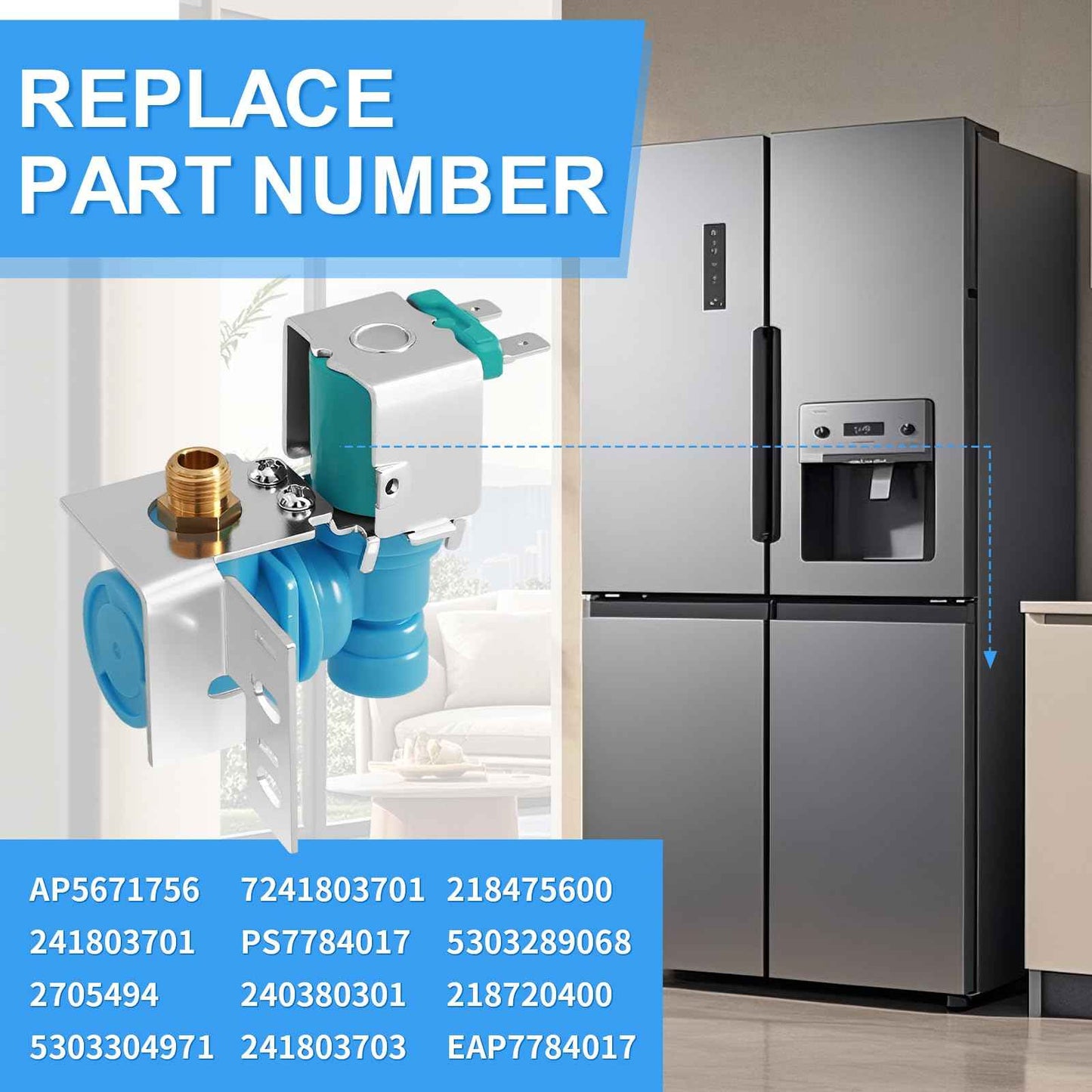 Upgraded 242252603 Refrigerator Ice Maker Water Inlet Valve, for Electrolux Frigidaire kenmore Icemaker Solenoid Valves, Replacement parts AP5671756 241803701 PS7784017 241803703 218475600 218720400