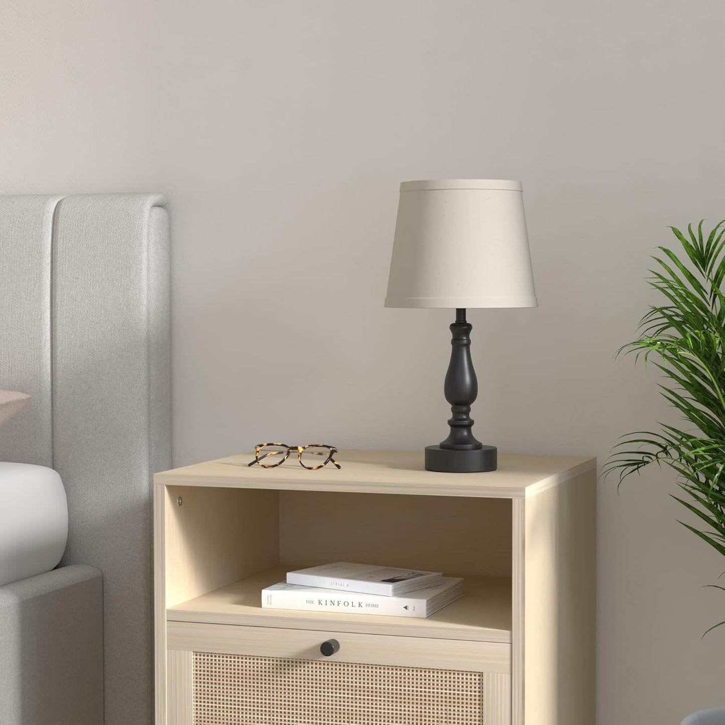 Touch Bedside Table Lamps Set of 2 with USB C+A Ports - 3-Way Dimmable Linen Shade