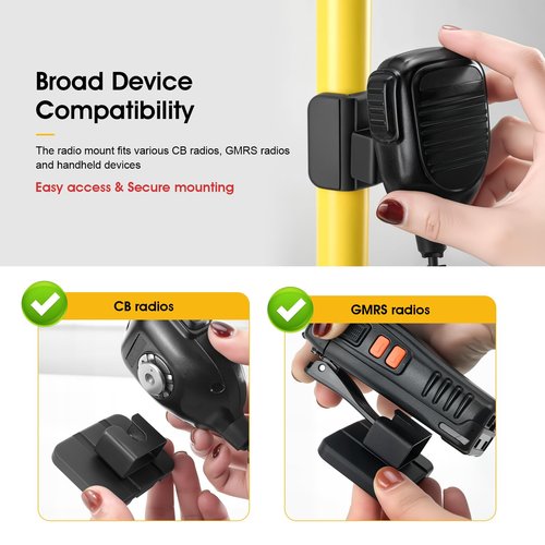 Drill-Free Universal Magnetic CB Radio Mic Holder, Flexible Mount with No-Scratch Rubber Magnet Base for Speaker Microphone, Handset, Walkie Talkie, Fits Truck, Golf Cart, UTV, Off-Road Vehicle
