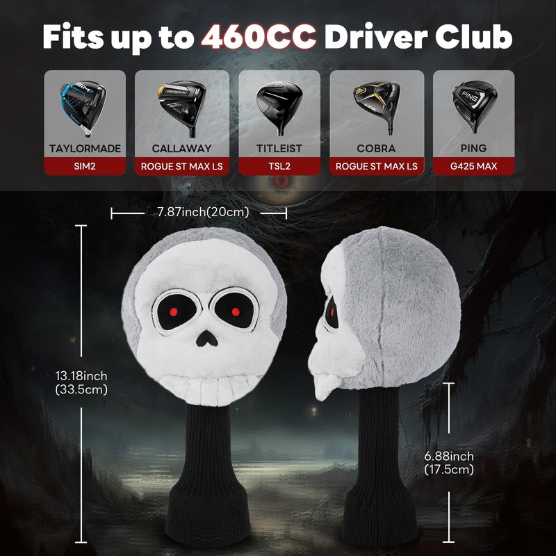 Big Crazy Golf Club Head Cover Funny Golf Headcover, Plush Driver Headcover, Golf Head Covers Gift for Men Women,Soft Lining Golf Gift Birthday (Skull Ⅲ)