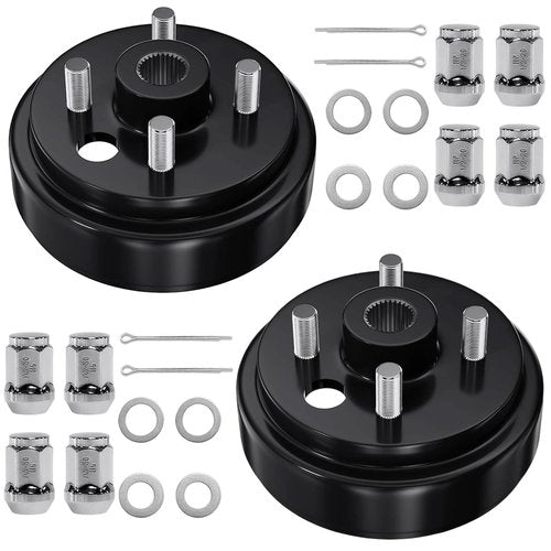 Cartalia Golf Cart Brake Drum Hub Assembly for EZGO TXT PDS 1982-up Electric & 1982-1993 2-Cycle Gas Models, 3/4-Inch Hole 24 Tooth Star Spline Drum with Nuts Replaces OEM# 19186G1P 19186-G1 (2 Pcs)