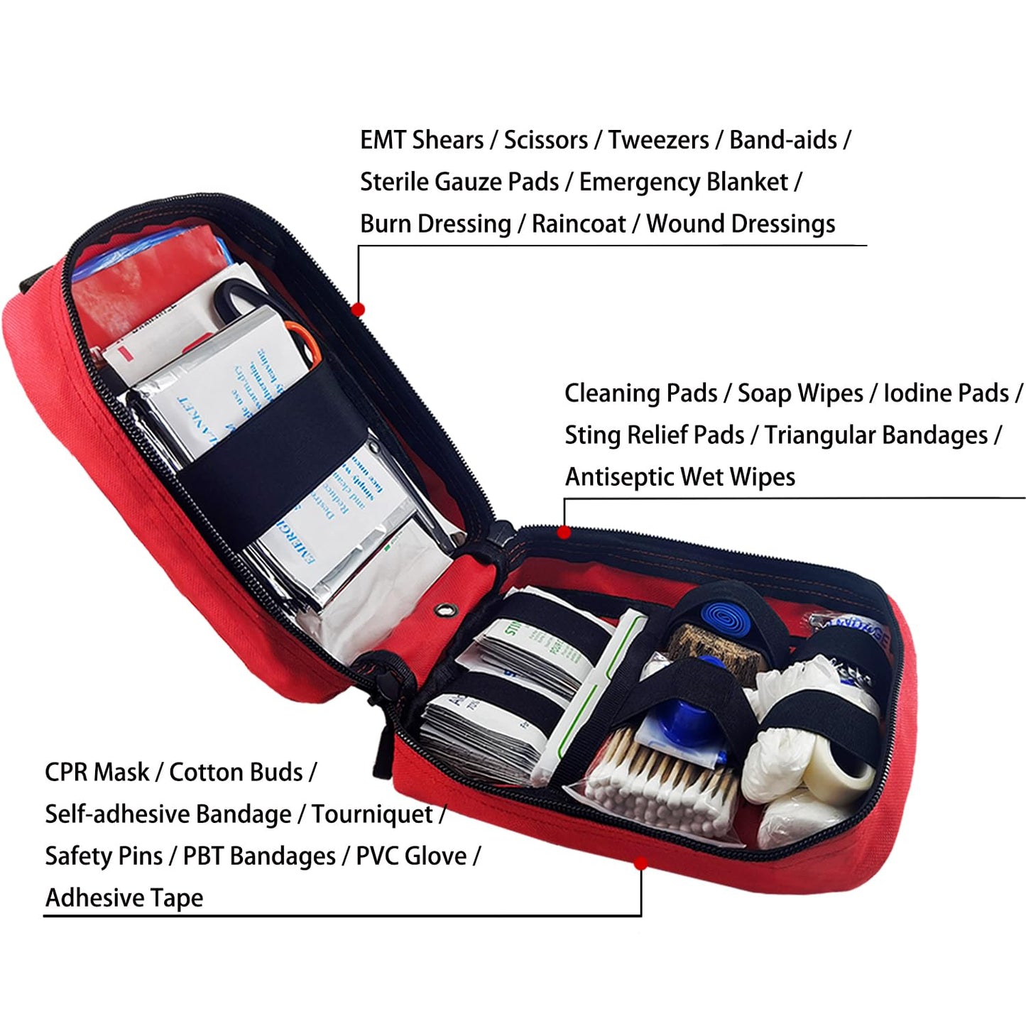 Carlebben EMT Pouch MOLLE Ifak Pouch Tactical MOLLE Medical First Aid Kit Utility Pouch (with Medical Supplies Red)