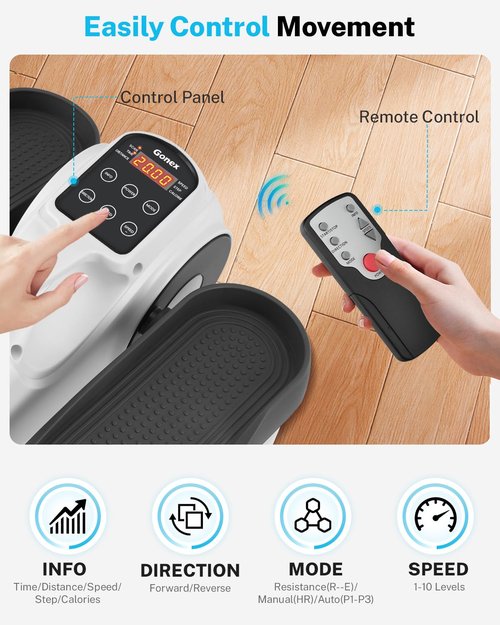 Gonex Under Desk Elliptical Exercise Machine Electric Sitting Seated Leg Pedal Exerciser with Resistance for Seniors Elderly Home 3 in 1 Mini Equipment with Remote 10 Manual Resistance 10 Auto Speeds