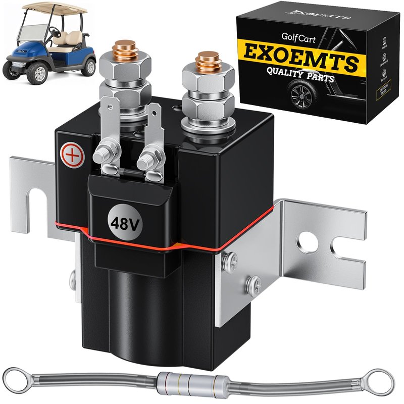 EXOEMTS 48V Club Car Solenoid, 4 Terminal Solenoid Coil for Club Car 1995-up DS & 2004-2008 Precedent Electric Golf Cart, Golf Cart Coil Solenoid with Resistor Replace OEM# 101908701 102774701