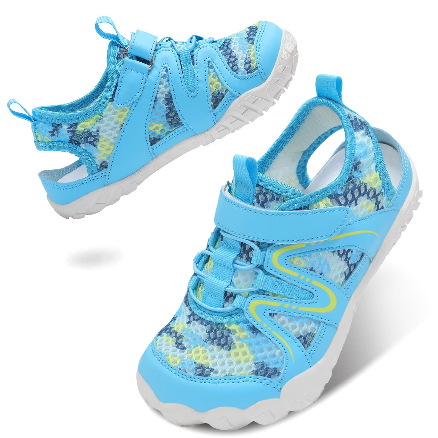 LeIsfIt Boys Girls Sandals Kids Wide Sandals Breathable Toddler Barefoot Summer Shoes Non-slip Water Shoes for Beach Swim Hiking, Blue, 12 Little Kid