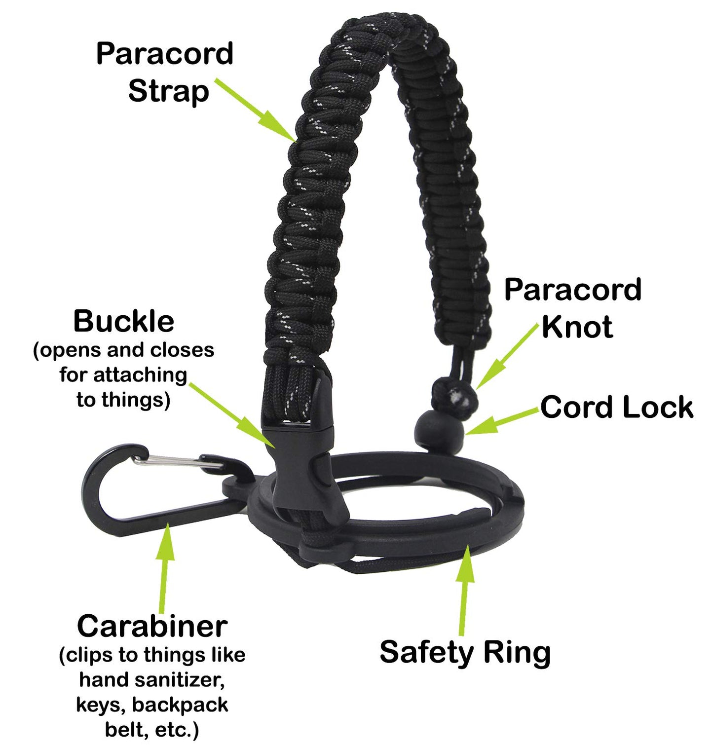 One MissionX Paracord Handle Compatible with Yeti Rambler 36oz 26oz 18oz 12oz 46oz Water Bottles, Durable Carrier Strap - Holder(Black Speckled)